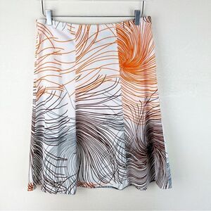 Vintage 70s Skirt Midi Swirl Hippie Brown Orange Groovy Midi Skirt